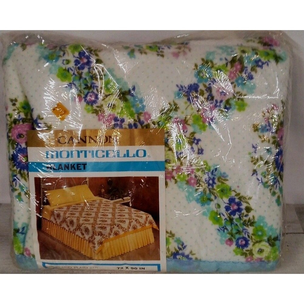 Cannon Vintage New In Original Package 72x90 Floral Blanket